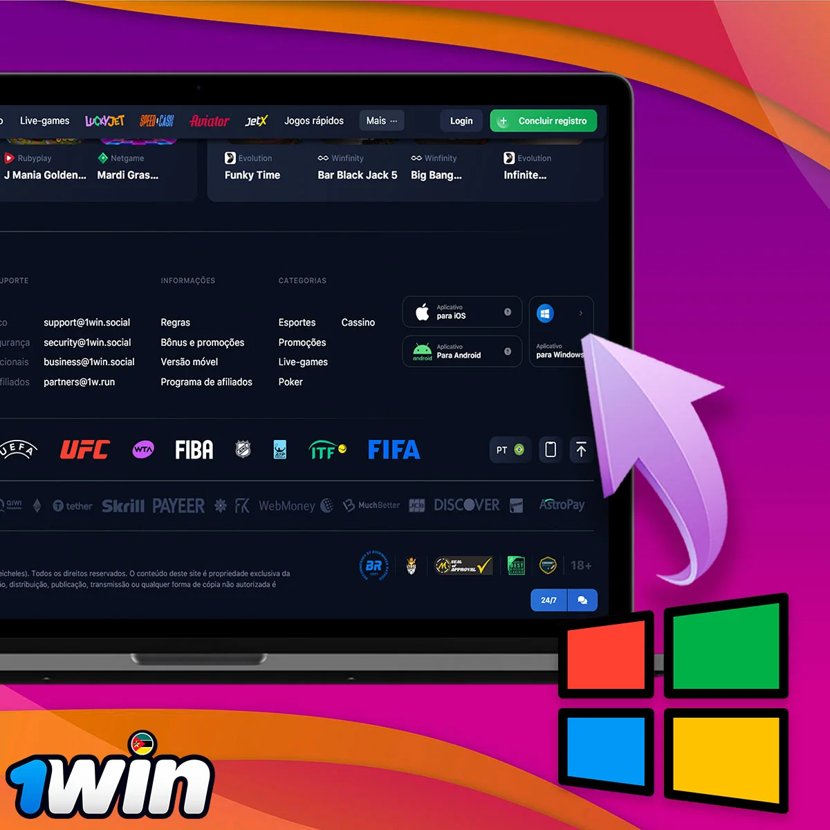 Aplicativo 1win para windows